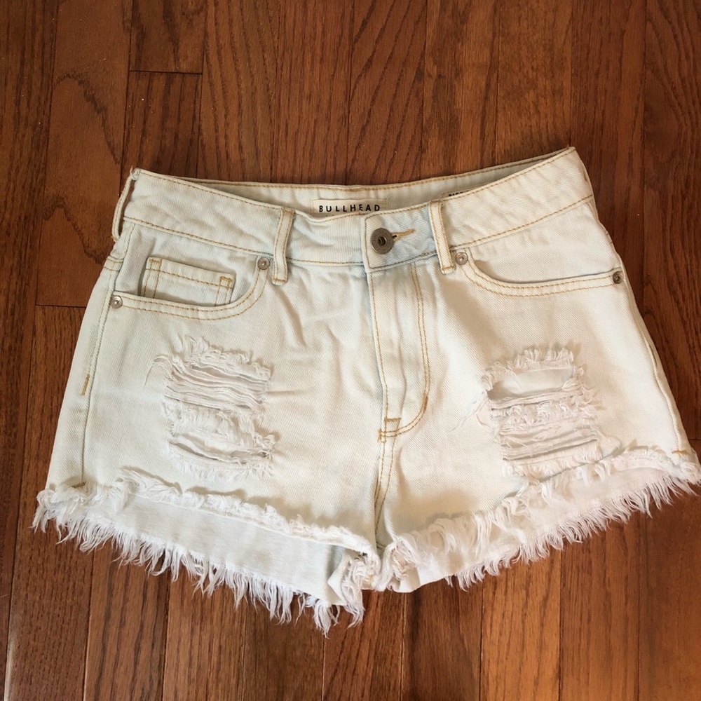 Bullhead White Wash Distressed High Rise Shorts